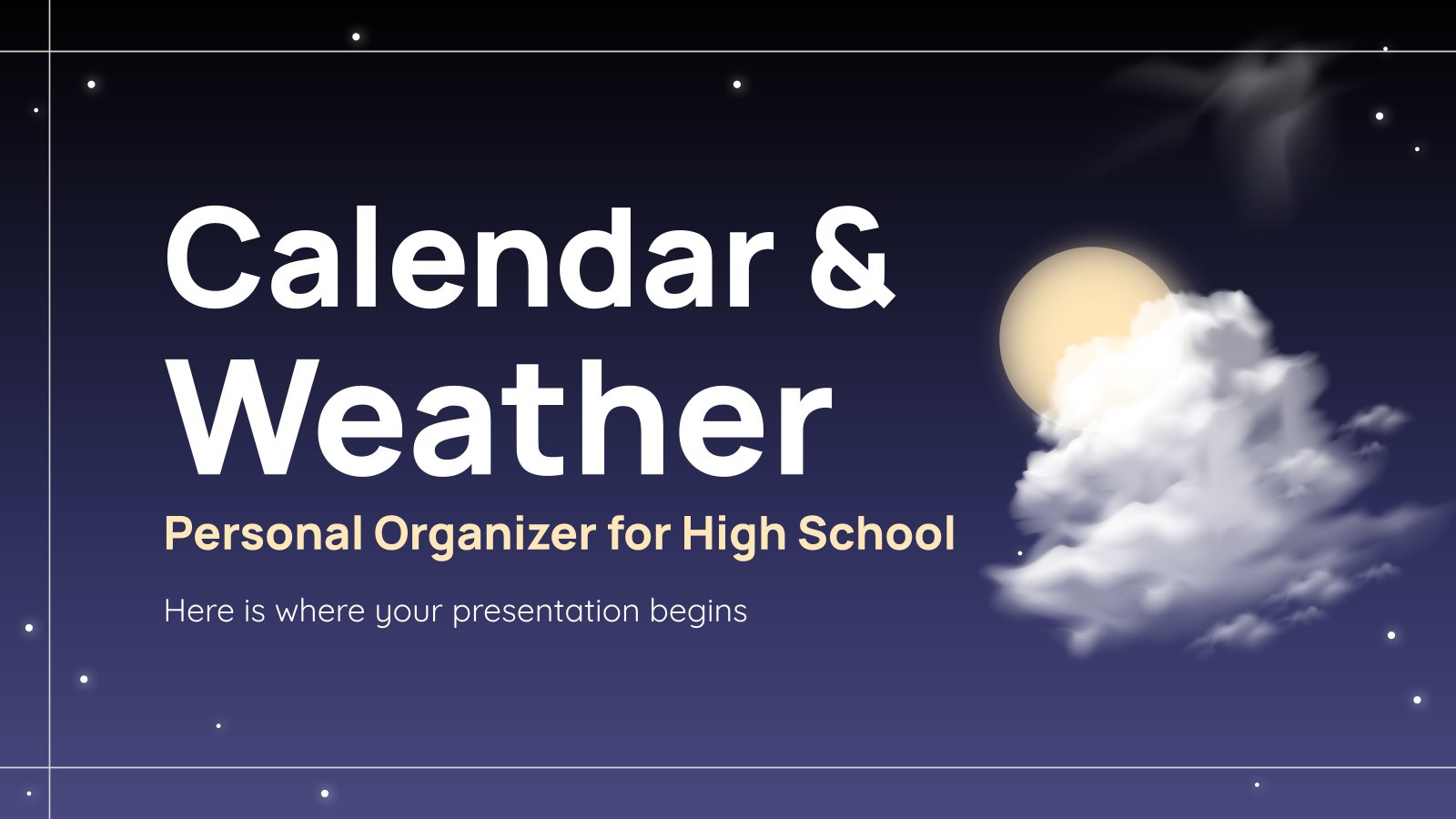 Calendar & Weather Personal Organizer for High School presentation template 