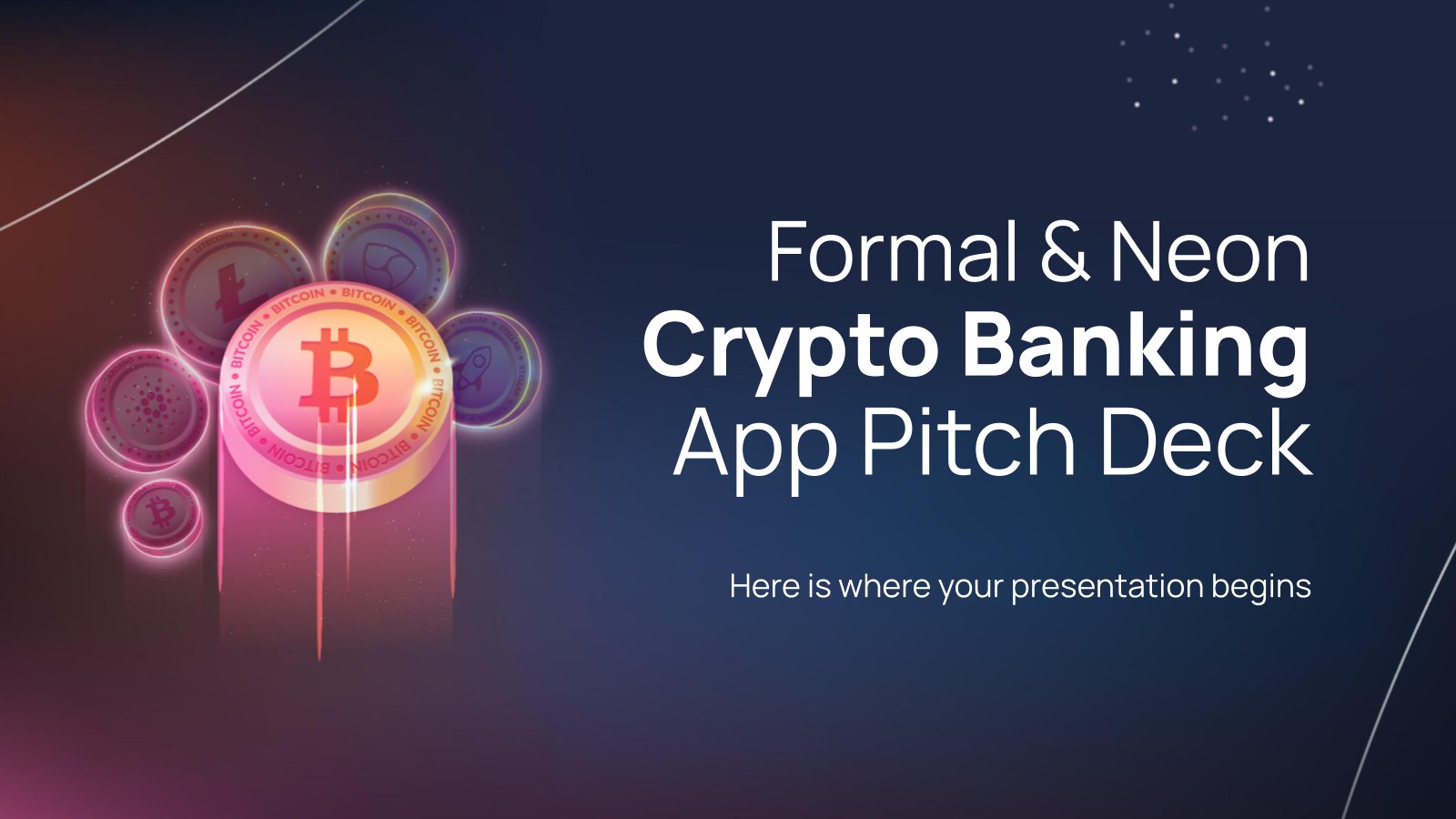 Formal & Neon Crypto Banking App Pitch Deck presentation template 