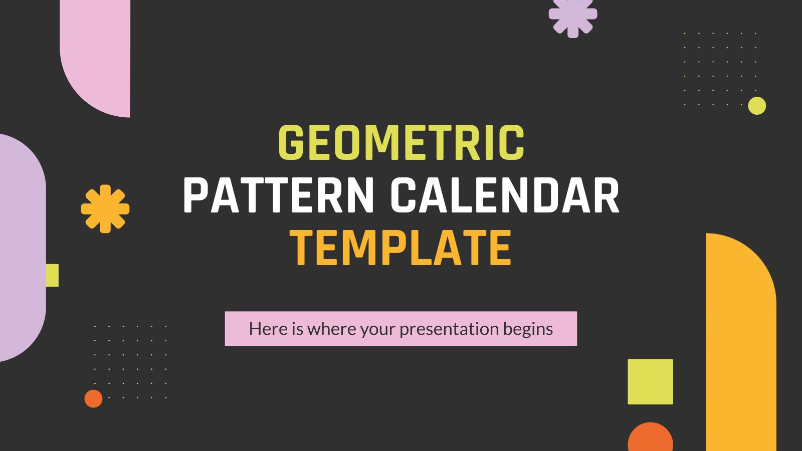 Geometric Pattern Calendar Template presentation template 