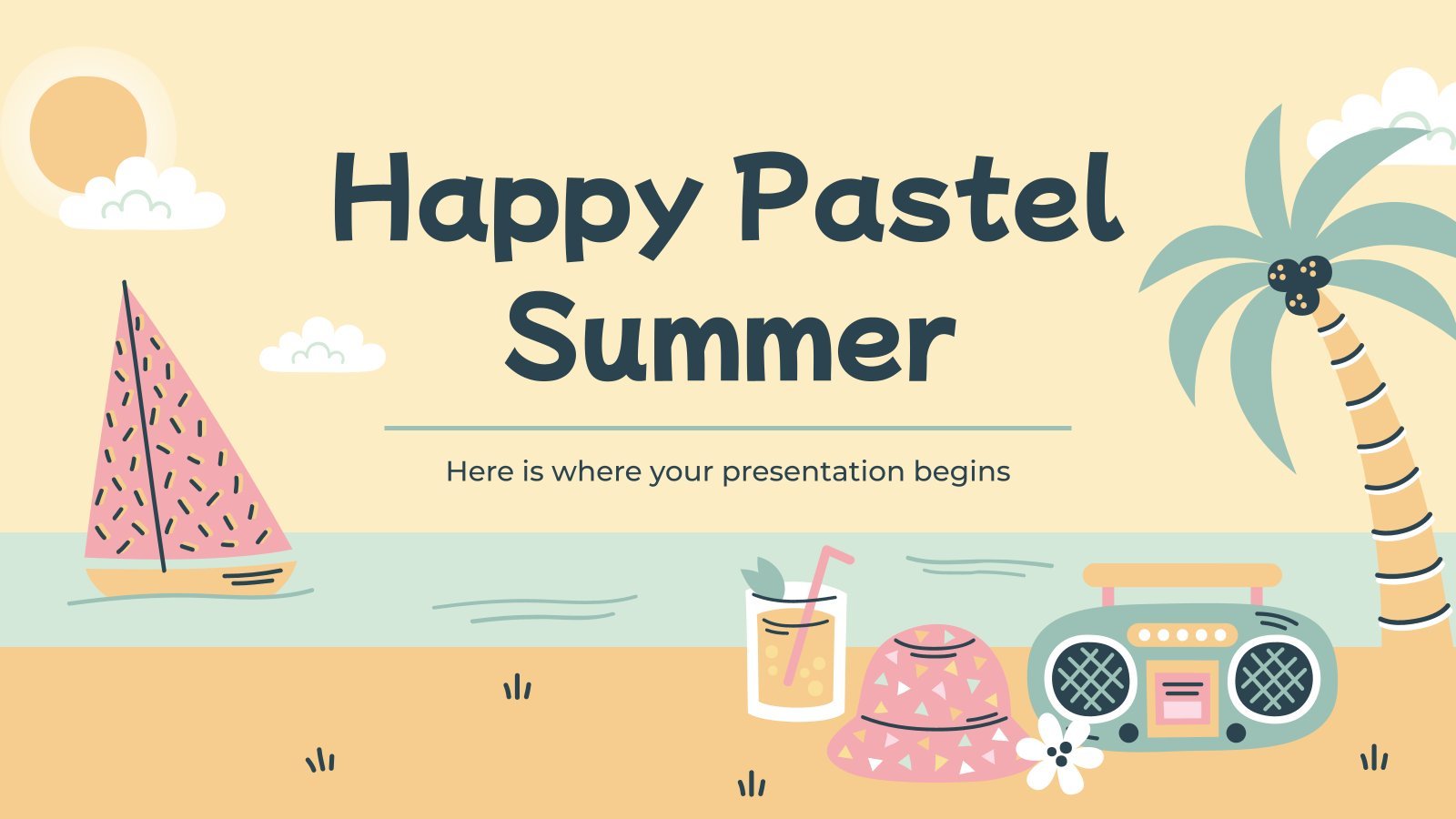 Happy Pastel Summer presentation template 