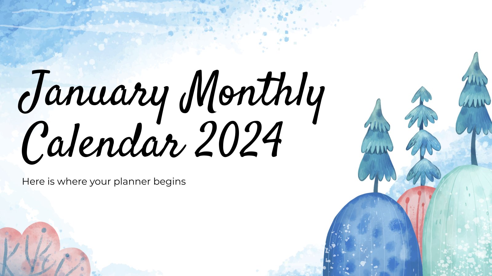 January Monthly Calendar 2024 presentation template 