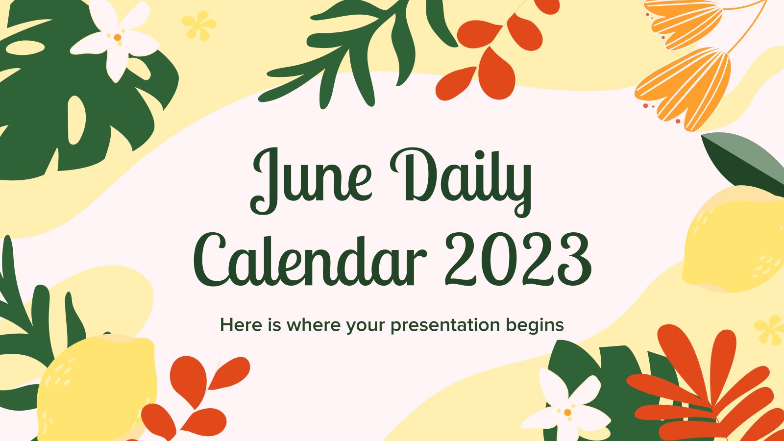 June Daily Calendar 2023 presentation template 