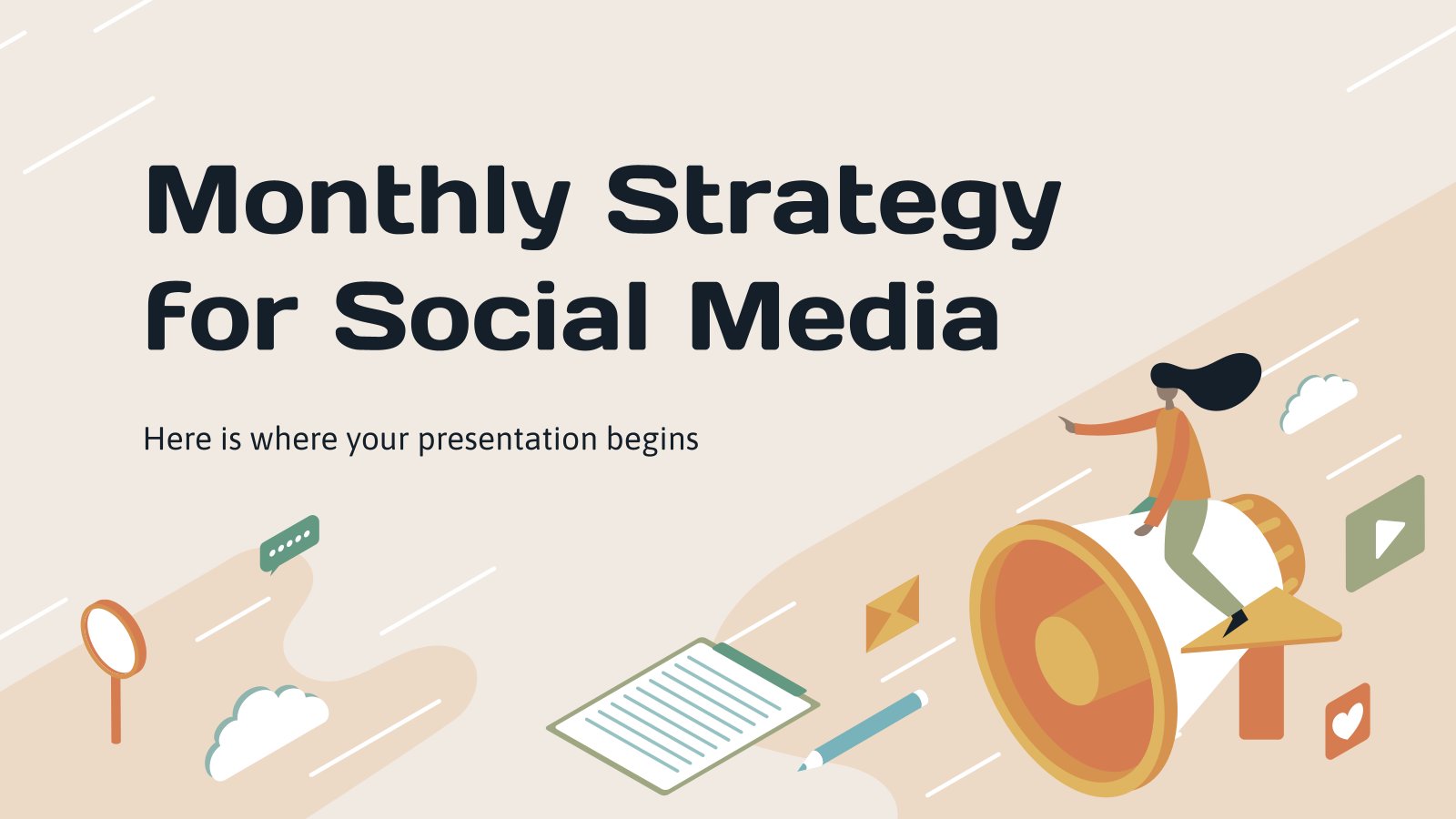 Monthly Strategy for Social Media presentation template 