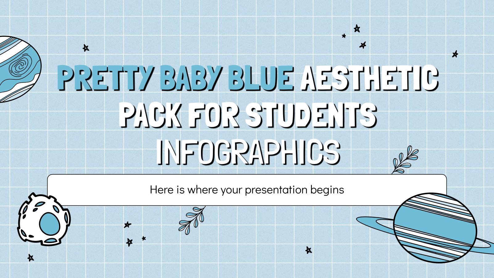 Pretty Baby Blue Aesthetic Pack for Students Infographics presentation template 