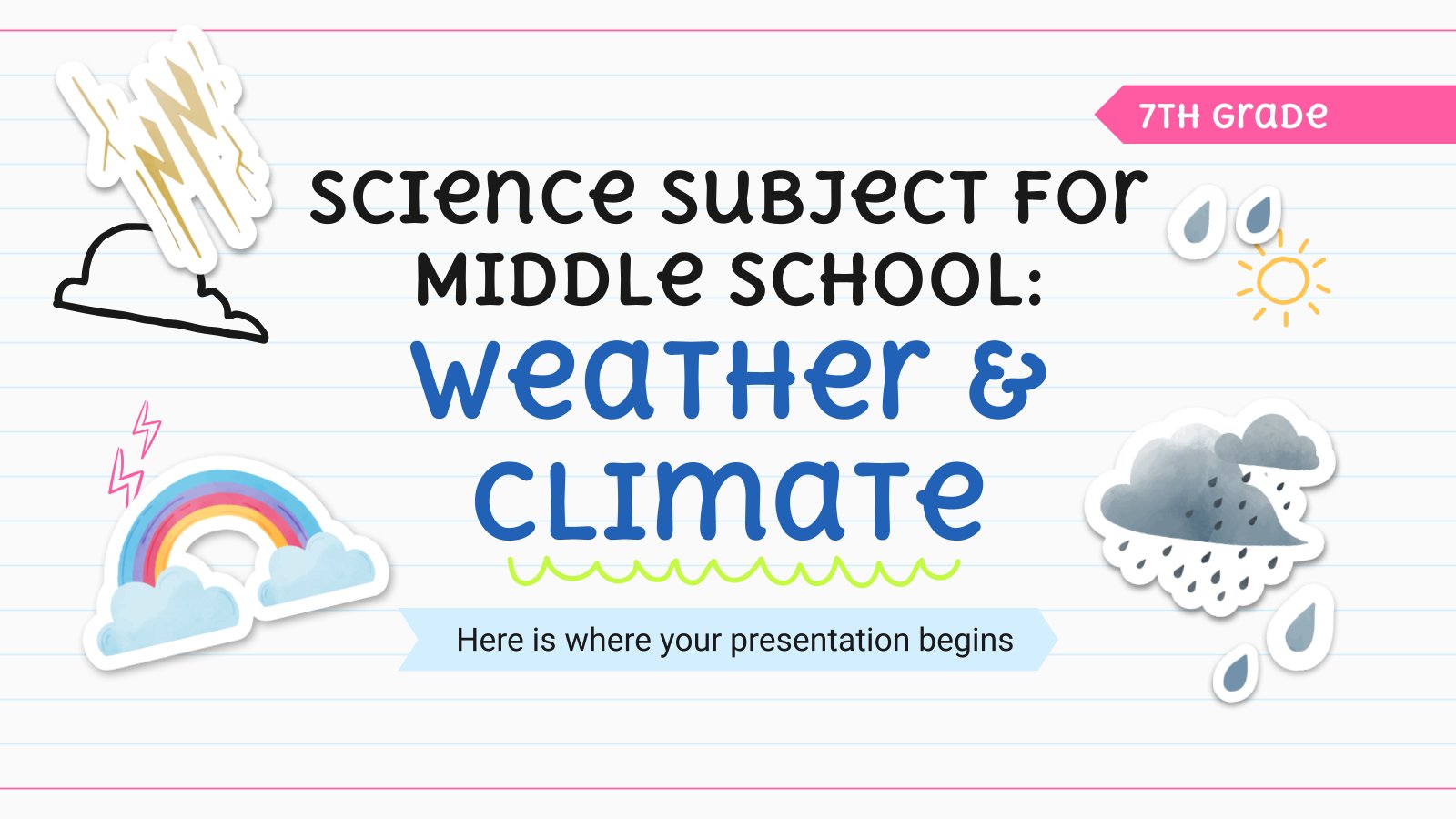 Science Subject for Middle School - 7th Grade: Weather & Climate presentation template 