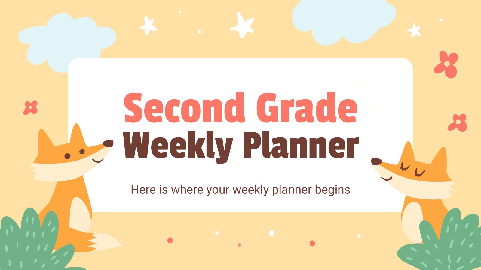 Second Grade Weekly Planner presentation template 