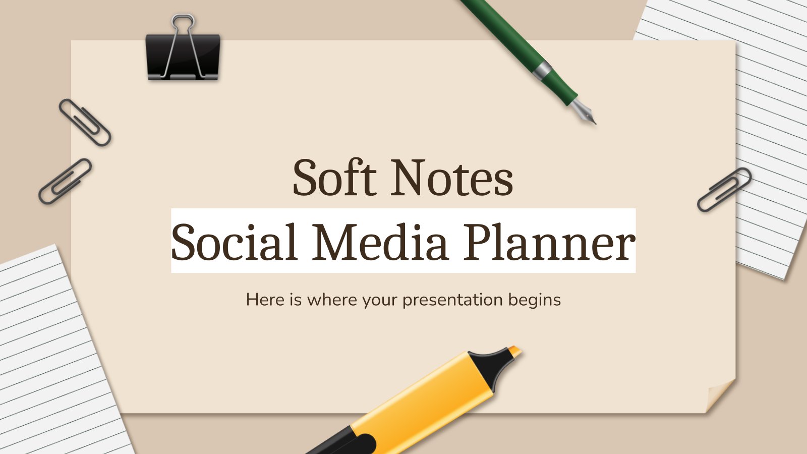 Soft Notes Social Media Planner presentation template 