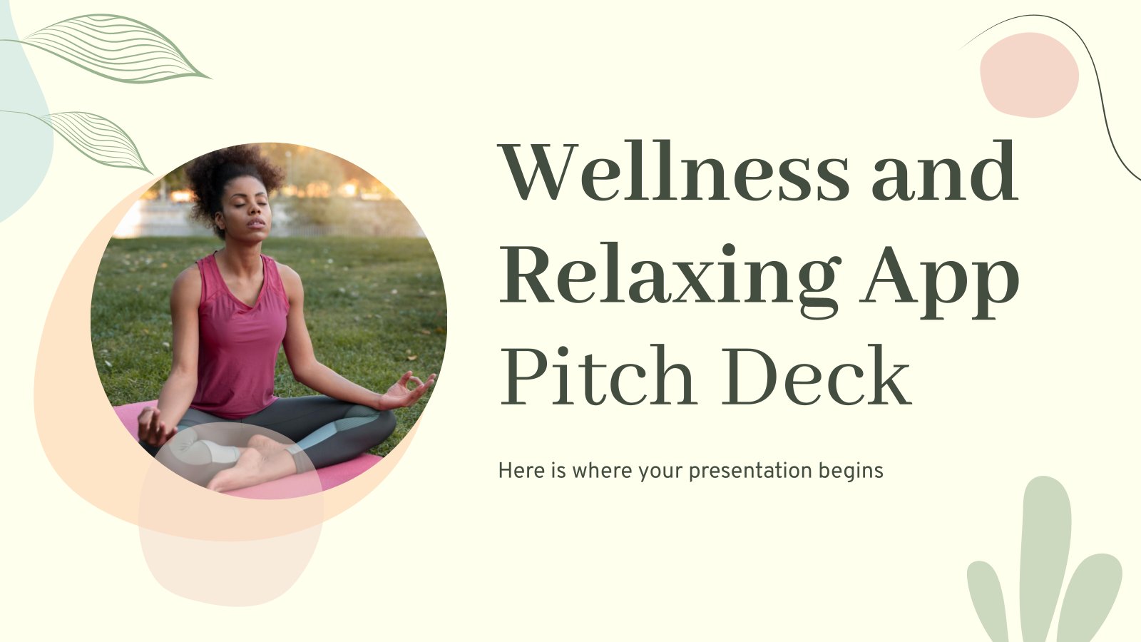 Wellness and Relaxing App Pitch Deck presentation template 