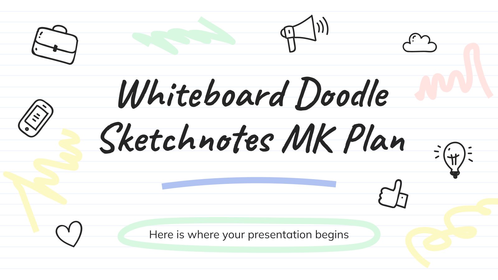 Whiteboard Doodle Sketchnotes MK Plan presentation template 